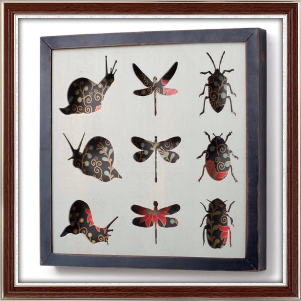 Dragonfly, Snail, Beetle Frame Shadow Box - Picture 1 of 4